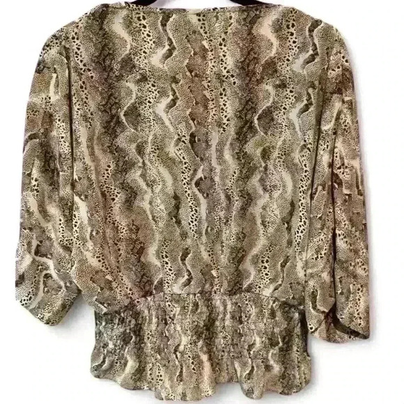 Apostrophe Petite Women's XL Snake Print Blouse Multicolor V-Neck - Picture 3 of 7